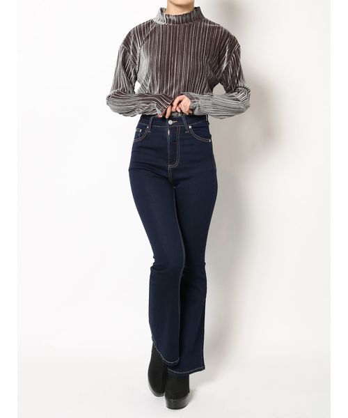 EVRIS（エヴリス）の「BASICフレアーDENIM パンツ（デニムパンツ・レディース・ブラック/インディゴブルー・MEDIUM/SMALL）」の12枚目の写真