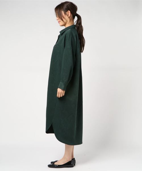 Khaju(カージュ)の「Khaju:2WAYロングシャツワンピース2(シャツワンピース・レディース・ベージュ/グリーン/キャメル・ONE SIZE)」の4枚目の写真