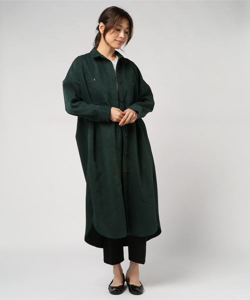 Khaju(カージュ)の「Khaju:2WAYロングシャツワンピース2(シャツワンピース・レディース・ベージュ/グリーン/キャメル・ONE SIZE)」の6枚目の写真