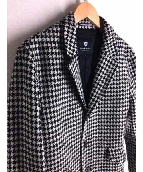 BLACK LABEL ハウンドトゥースツイード チェスターコート　M ブランド古着】ハウンドトゥースツイード チェスターコート