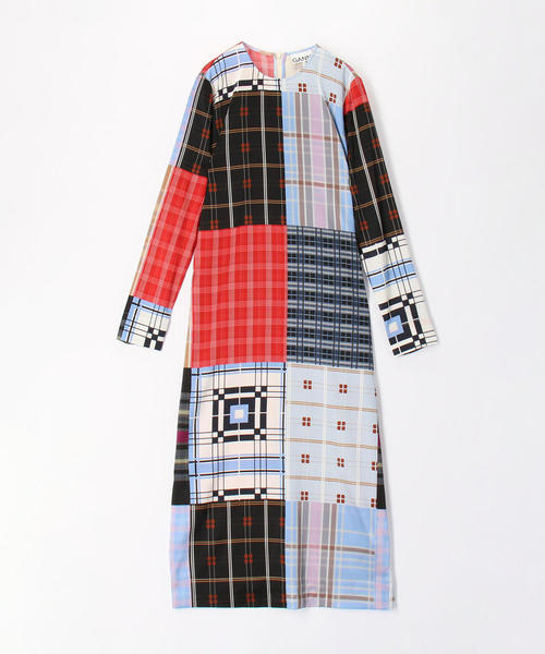 セール ワンピース Ganni パッチワークドレス ワンピース Tomorrowland トゥモローランド のファッション シルクストレッチサテン