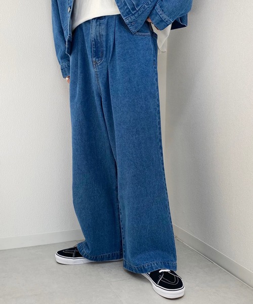 kutir(クティール)の「ワイドデニムパンツ(デニムパンツ・メンズ・ブラック/サックスブルー・SMALL/MEDIUM/LARGE)」の2枚目の写真