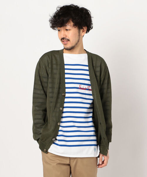 GLOSTER(グロスター)の「Vネックカーディガン(カーディガン/ボレロ・メンズ・チャコールグレー/ダークネイビー/ベージュ/オリーブ・S/M/L/XL)」の1枚目の写真