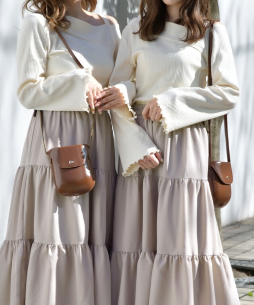 PairPair（ペアペア）の「リブワンショルトップス（Tシャツ/カットソー・レディース・ブラック/オフホワイト/ライトグリーン/モカ・FREE）」の2枚目の写真