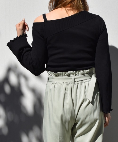 PairPair（ペアペア）の「リブワンショルトップス（Tシャツ/カットソー・レディース・ブラック/オフホワイト/ライトグリーン/モカ・FREE）」の10枚目の写真