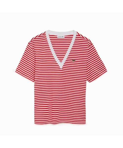 Lacoste ラコステ の Vネックボーダーtシャツ Tシャツ カットソー Wear