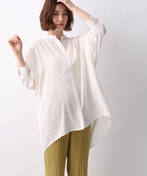 A part by（アパートバイ）の「RLバンドカラールーズシャツ 911234（シャツ/ブラウス・レディース・オフホワイト/ブラック/ベージュ/ライトグリーン・FREE）」の2枚目の写真