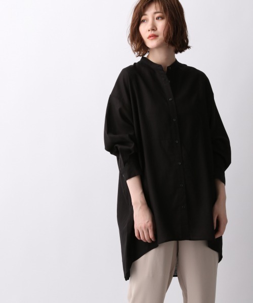 A part by（アパートバイ）の「RLバンドカラールーズシャツ 911234（シャツ/ブラウス・レディース・オフホワイト/ブラック/ベージュ/ライトグリーン・FREE）」の3枚目の写真