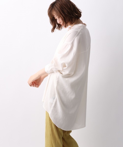 A part by（アパートバイ）の「RLバンドカラールーズシャツ 911234（シャツ/ブラウス・レディース・オフホワイト/ブラック/ベージュ/ライトグリーン・FREE）」の5枚目の写真