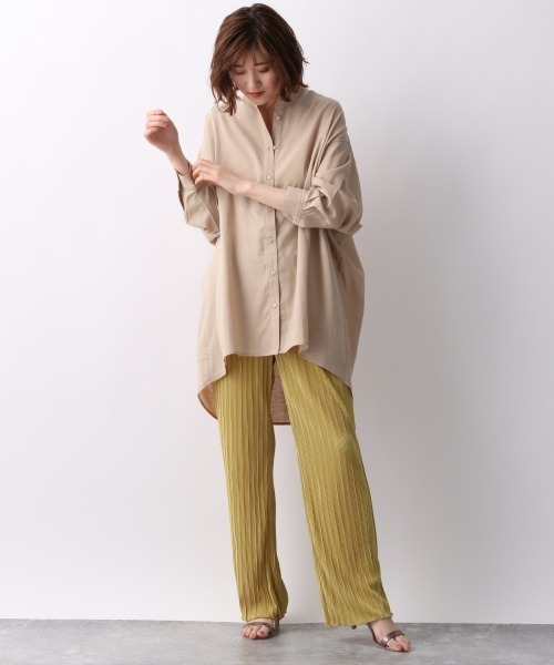 A part by（アパートバイ）の「RLバンドカラールーズシャツ 911234（シャツ/ブラウス・レディース・オフホワイト/ブラック/ベージュ/ライトグリーン・FREE）」の6枚目の写真