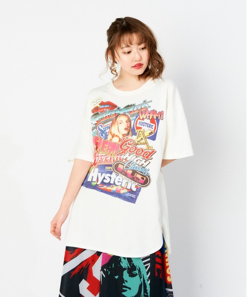 HYSTERIC GLAMOUR(ヒステリックグラマー)の「HG SOCIAL CLUB オーバーサイズTシャツ(Tシャツ/カットソー)」|ホワイト