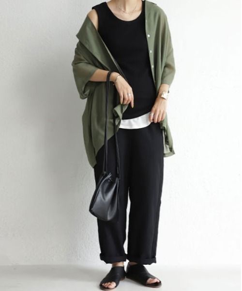 antiqua(アンティカ)の「テレコリブタンク(タンクトップ・レディース・ブラック/オフホワイト/ブラウン系その他・FREE)」の8枚目の写真