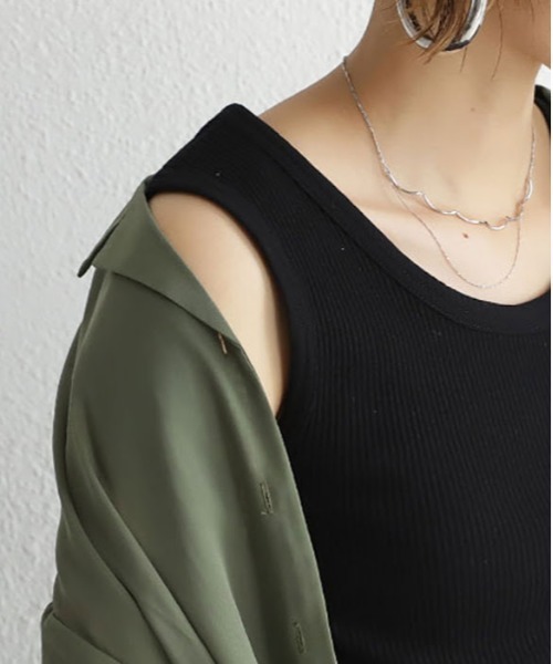 antiqua(アンティカ)の「テレコリブタンク(タンクトップ・レディース・ブラック/オフホワイト/ブラウン系その他・FREE)」の9枚目の写真