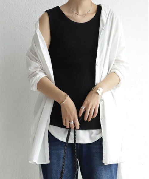 antiqua(アンティカ)の「テレコリブタンク(タンクトップ・レディース・ブラック/オフホワイト/ブラウン系その他・FREE)」の10枚目の写真