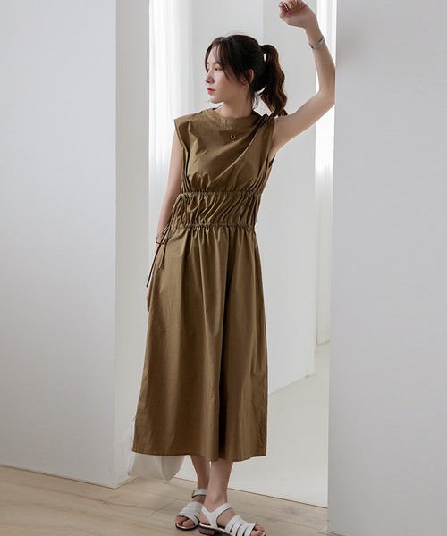 OSYAREVO(オシャレボ)の「ドロスト チノワンピース(ワンピース・レディース・ブラック/ライトカーキ・LARGE/MEDIUM)」の9枚目の写真