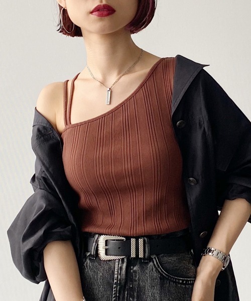 PAGEBOY（ページボーイ）の「カップツキアシメタンク（タンクトップ・レディース・ホワイト/ブラック/ダークブラウン・FREE）」の3枚目の写真