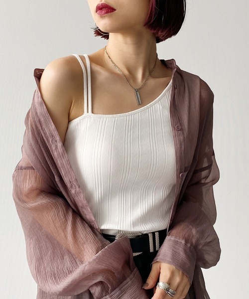 PAGEBOY（ページボーイ）の「カップツキアシメタンク（タンクトップ・レディース・ホワイト/ブラック/ダークブラウン・FREE）」の2枚目の写真