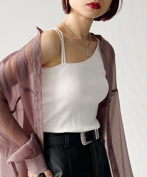 PAGEBOY（ページボーイ）の「カップツキアシメタンク（タンクトップ・レディース・ホワイト/ブラック/ダークブラウン・FREE）」の6枚目の写真