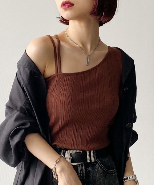 PAGEBOY（ページボーイ）の「カップツキアシメタンク（タンクトップ・レディース・ホワイト/ブラック/ダークブラウン・FREE）」の10枚目の写真