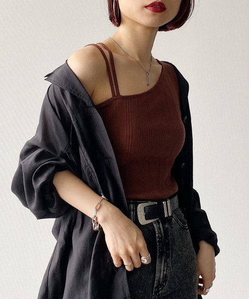 PAGEBOY（ページボーイ）の「カップツキアシメタンク（タンクトップ・レディース・ホワイト/ブラック/ダークブラウン・FREE）」の16枚目の写真