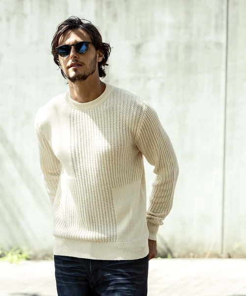 AKM Contemporary(エイケイエムコンテンポラリー)の「【WEB・直営店限定】AKM Contemporary(エイケイエムコンテンポラリー)カシミヤ混 ブロッキングデザイン プルオーバー コットンニット(ニット/セーター・メンズ・ブラック/ホワイト/ブラウン/グレー・M/S/L/XL)」の15枚目の写真