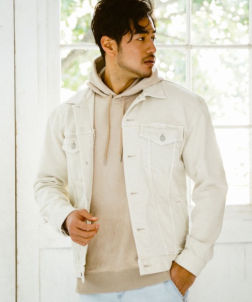 BAYFLOW(ベイフロー)の「B-FLEX Gジャン(デニムジャケット・メンズ・チャコールグレー/ライトブルー/オフホワイト・MEDIUM/LARGE)」の2枚目の写真