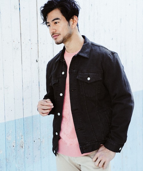 BAYFLOW(ベイフロー)の「B-FLEX Gジャン(デニムジャケット・メンズ・チャコールグレー/ライトブルー/オフホワイト・MEDIUM/LARGE)」の3枚目の写真