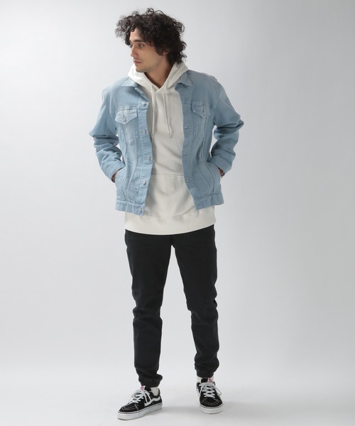 BAYFLOW(ベイフロー)の「B-FLEX Gジャン(デニムジャケット・メンズ・チャコールグレー/ライトブルー/オフホワイト・MEDIUM/LARGE)」の6枚目の写真