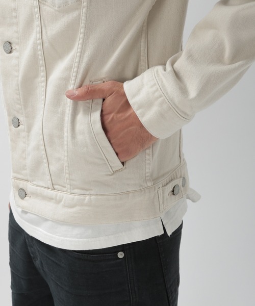 BAYFLOW(ベイフロー)の「B-FLEX Gジャン(デニムジャケット・メンズ・チャコールグレー/ライトブルー/オフホワイト・MEDIUM/LARGE)」の15枚目の写真