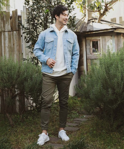 BAYFLOW(ベイフロー)の「B-FLEX Gジャン(デニムジャケット・メンズ・チャコールグレー/ライトブルー/オフホワイト・MEDIUM/LARGE)」の4枚目の写真