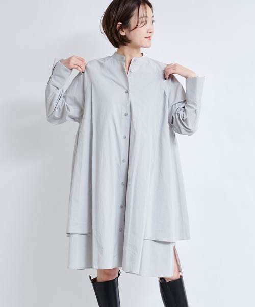 DouDou（ドゥドゥ）の「デザインタックシャツチュニック（シャツ/ブラウス・レディース・ホワイト/ベージュ/サックスブルー・FREE）」の17枚目の写真