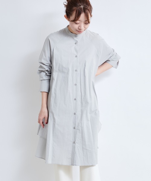 DouDou（ドゥドゥ）の「デザインタックシャツチュニック（シャツ/ブラウス・レディース・ホワイト/ベージュ/サックスブルー・FREE）」の22枚目の写真