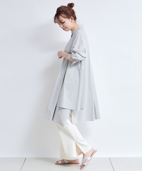 DouDou（ドゥドゥ）の「デザインタックシャツチュニック（シャツ/ブラウス・レディース・ホワイト/ベージュ/サックスブルー・FREE）」の20枚目の写真