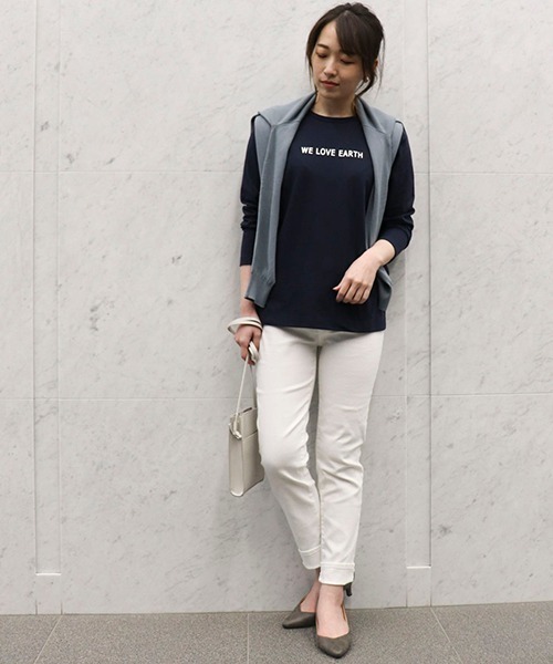 COMME CA ISM（コムサイズム）の「ロゴプリント Tシャツ（Tシャツ/カットソー・レディース・ホワイト/ブラック/ネイビー/ブラウン/イエロー×グリーン・MEDIUM/LARGE）」の8枚目の写真
