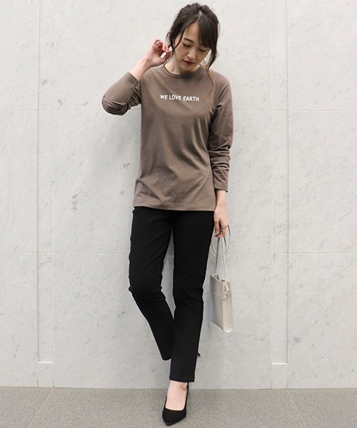 COMME CA ISM（コムサイズム）の「ロゴプリント Tシャツ（Tシャツ/カットソー・レディース・ホワイト/ブラック/ネイビー/ブラウン/イエロー×グリーン・MEDIUM/LARGE）」の7枚目の写真
