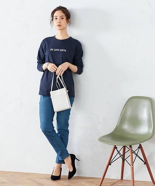 COMME CA ISM（コムサイズム）の「ロゴプリント Tシャツ（Tシャツ/カットソー・レディース・ホワイト/ブラック/ネイビー/ブラウン/イエロー×グリーン・MEDIUM/LARGE）」の10枚目の写真