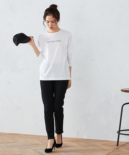 COMME CA ISM（コムサイズム）の「ロゴプリント Tシャツ（Tシャツ/カットソー・レディース・ホワイト/ブラック/ネイビー/ブラウン/イエロー×グリーン・MEDIUM/LARGE）」の14枚目の写真