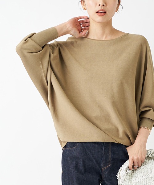 RIVE DROITE(リヴドロワ)の「ボートネックワイドドルマンニット(ニット/セーター・レディース・オフホワイト/グレー/グレー系その他/カーキ・FREE)」の4枚目の写真