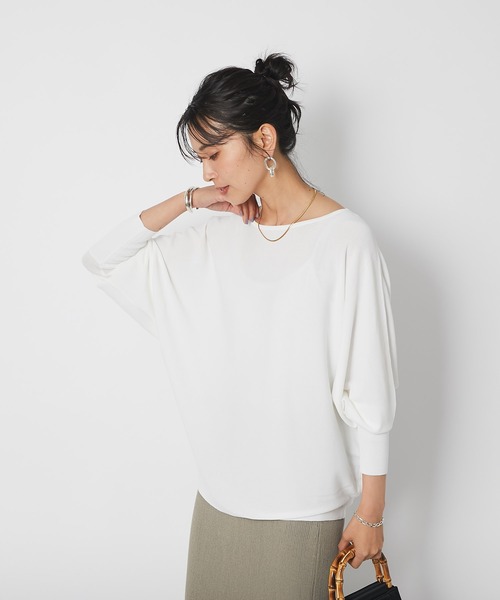 RIVE DROITE(リヴドロワ)の「ボートネックワイドドルマンニット(ニット/セーター・レディース・オフホワイト/グレー/グレー系その他/カーキ・FREE)」の11枚目の写真