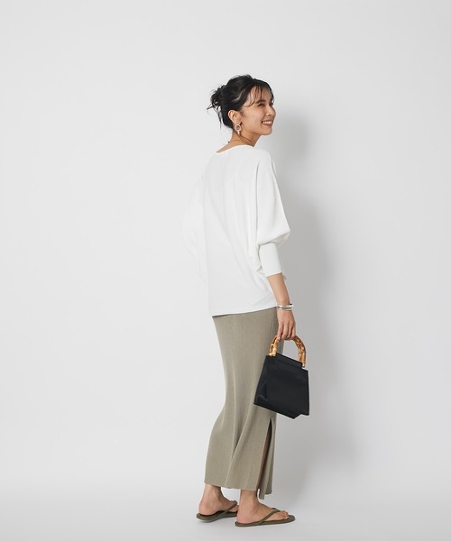 RIVE DROITE(リヴドロワ)の「ボートネックワイドドルマンニット(ニット/セーター・レディース・オフホワイト/グレー/グレー系その他/カーキ・FREE)」の8枚目の写真