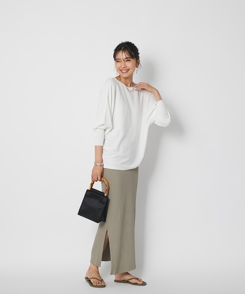 RIVE DROITE(リヴドロワ)の「ボートネックワイドドルマンニット(ニット/セーター・レディース・オフホワイト/グレー/グレー系その他/カーキ・FREE)」の9枚目の写真