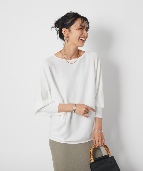 RIVE DROITE(リヴドロワ)の「ボートネックワイドドルマンニット(ニット/セーター・レディース・オフホワイト/グレー/グレー系その他/カーキ・FREE)」の12枚目の写真