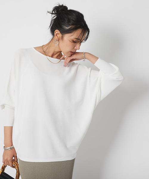 RIVE DROITE(リヴドロワ)の「ボートネックワイドドルマンニット(ニット/セーター・レディース・オフホワイト/グレー/グレー系その他/カーキ・FREE)」の13枚目の写真