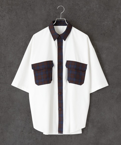 act'm（アクトム）の「クレイジーパターン ダブルポケット レギュラーカラーオーバーサイズシャツ（シャツ/ブラウス・メンズ・ホワイト系その他/ブラック系その他/ホワイト系その他2・S/M/L）」の3枚目の写真