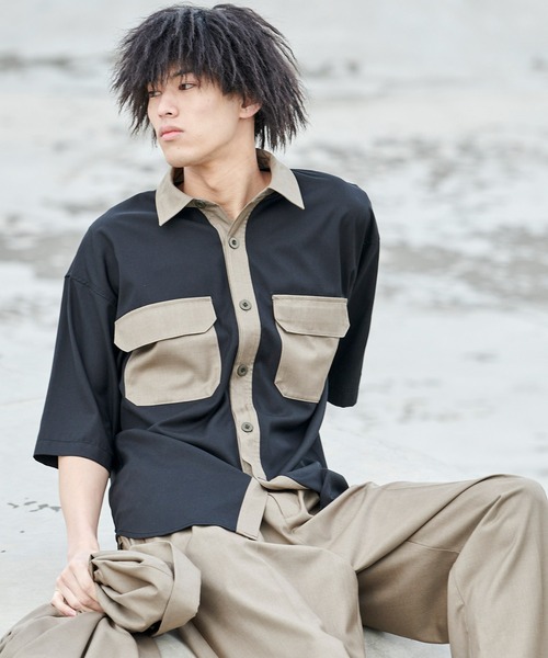 act'm（アクトム）の「クレイジーパターン ダブルポケット レギュラーカラーオーバーサイズシャツ（シャツ/ブラウス・メンズ・ホワイト系その他/ブラック系その他/ホワイト系その他2・S/M/L）」の9枚目の写真