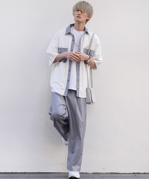 act'm（アクトム）の「クレイジーパターン ダブルポケット レギュラーカラーオーバーサイズシャツ（シャツ/ブラウス・メンズ・ホワイト系その他/ブラック系その他/ホワイト系その他2・S/M/L）」の10枚目の写真