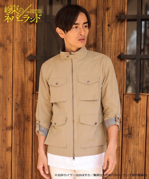 UNION STATION（ユニオンステーション）の「【約束のネバーランド×UNION STATION】ストレッチグログランフィールドジャケット（ミリタリージャケット・メンズ・ベージュ・LL/M/L）」の2枚目の写真