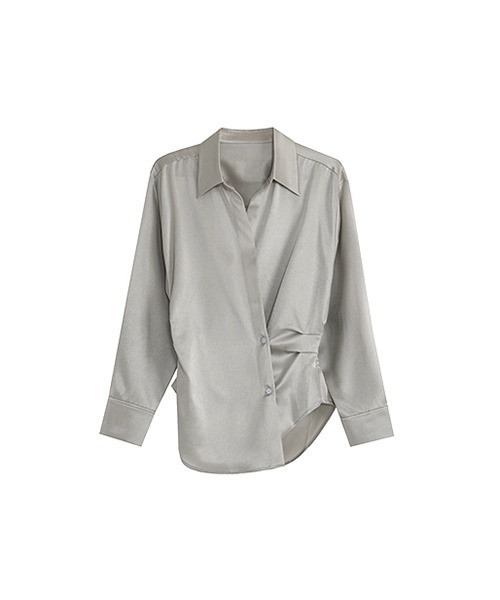 UNSPOKEN（アンスポクン）の「【UNSPOKEN】Satin-like cache-cœur shirt UC21S030（シャツ/ブラウス・レディース・グレー・M/S）」の7枚目の写真