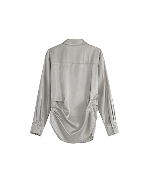 UNSPOKEN（アンスポクン）の「【UNSPOKEN】Satin-like cache-cœur shirt UC21S030（シャツ/ブラウス・レディース・グレー・M/S）」の8枚目の写真
