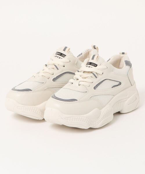 STYLEBLOCK(スタイルブロック)の「リフレクター付きダッドスニーカー(スニーカー・レディース・ホワイト/ベージュ・38/39/37/40/35/36)」の4枚目の写真